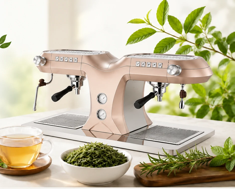 Teapresso brewing machine with herbal ingredients